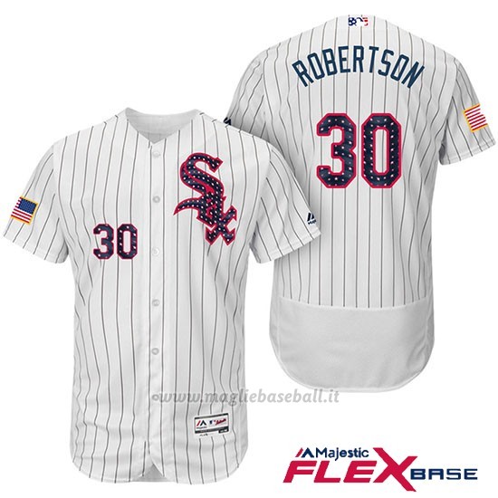 Maglia Baseball Uomo Chicago White Sox 2017 Estrellas Y Rayas 30 David Robertson Bianco Flex Base